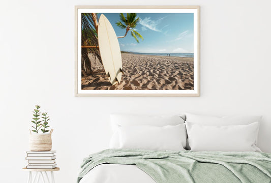Surf Board on Sea Shore Scenery Home Decor Premium Quality Poster Print Choose Your Sizes