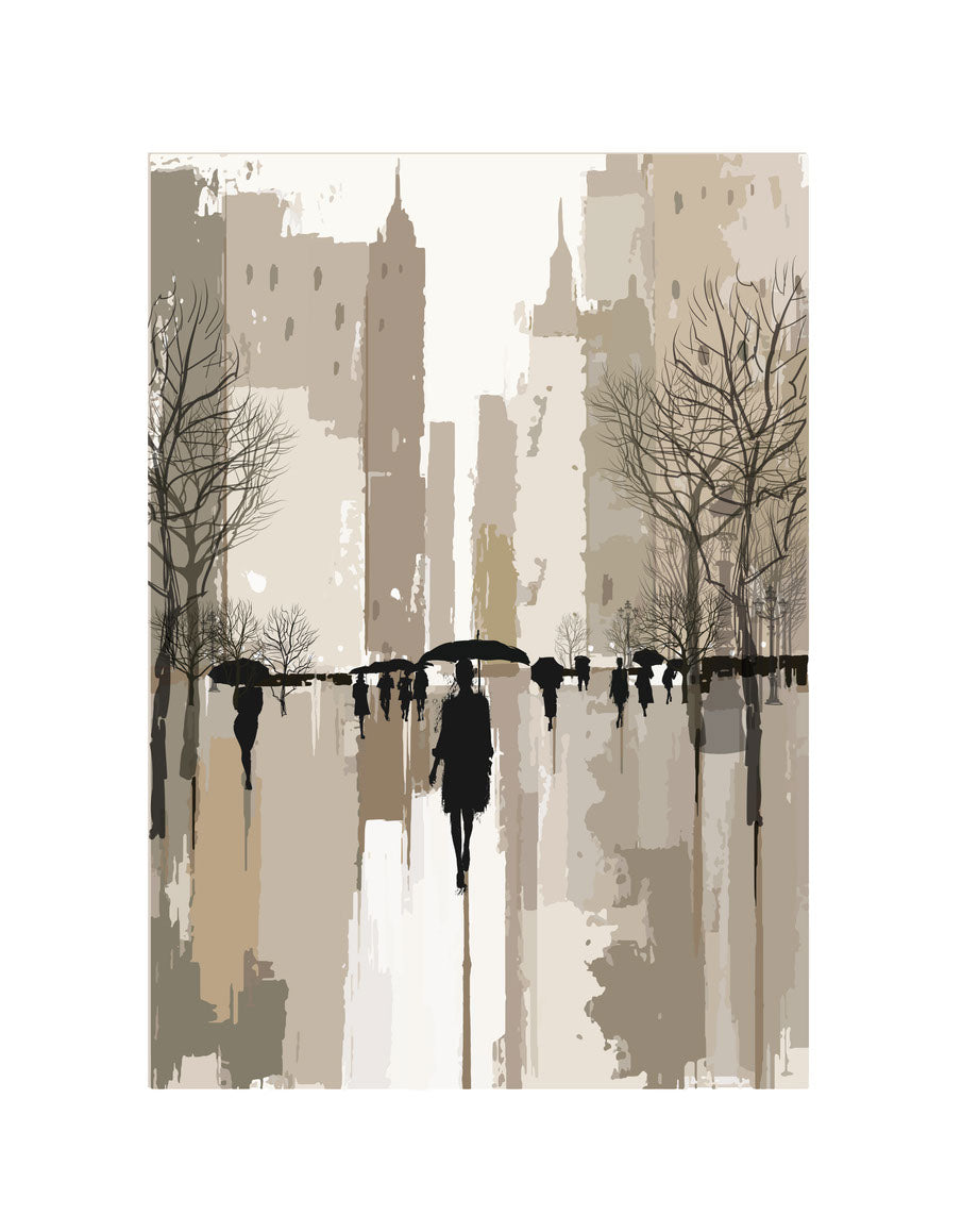People in City Watercolor Paint Print 100% Australian Made