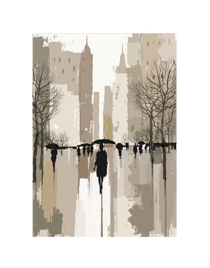 People in City Watercolor Paint Print 100% Australian Made