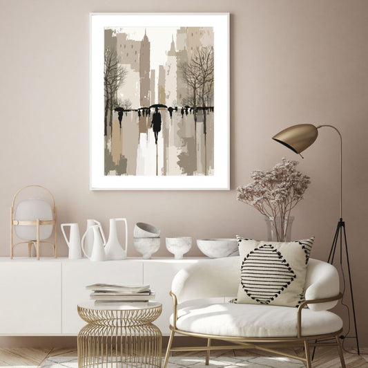 People in City Watercolor Paint Home Decor Premium Quality Poster Print Choose Your Sizes