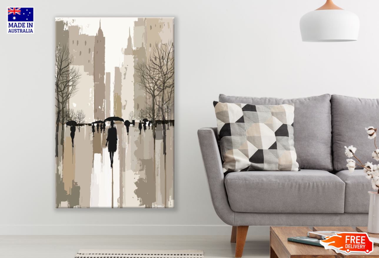 People in City Watercolor Paint Print 100% Australian Made