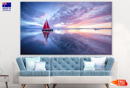Boat Sailing on Calm Sea Scenery Photograph Print 100% Australian Made
