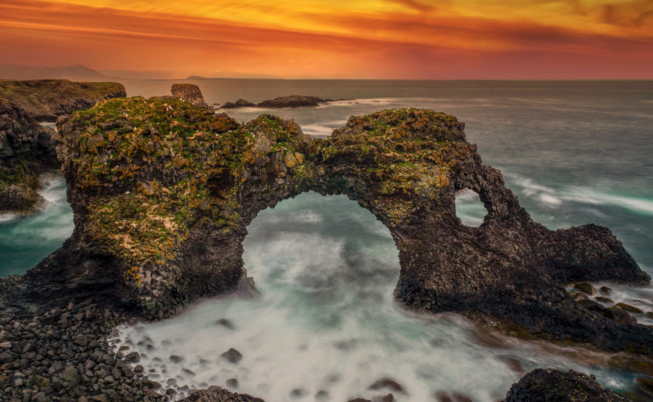 Sea & Rock Caves Sunset Scenery Home Decor Premium Quality Poster Print Choose Your Sizes