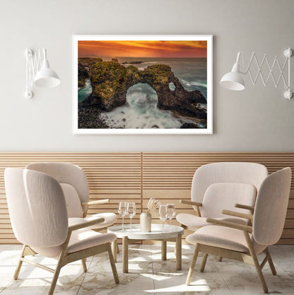 Sea & Rock Caves Sunset Scenery Home Decor Premium Quality Poster Print Choose Your Sizes