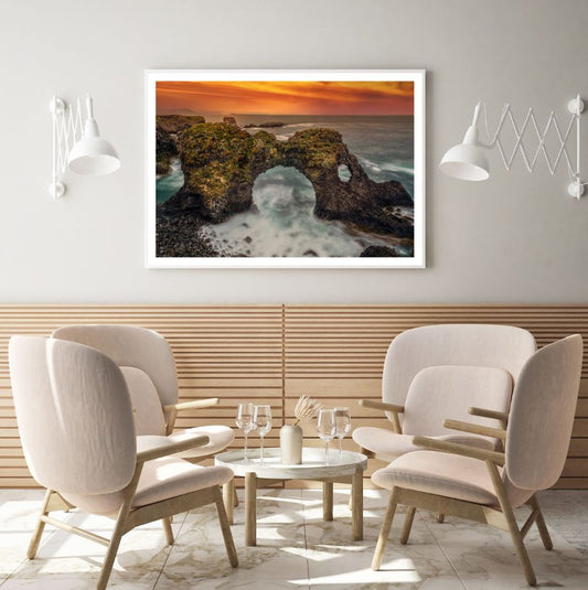 Sea & Rock Caves Sunset Scenery Home Decor Premium Quality Poster Print Choose Your Sizes