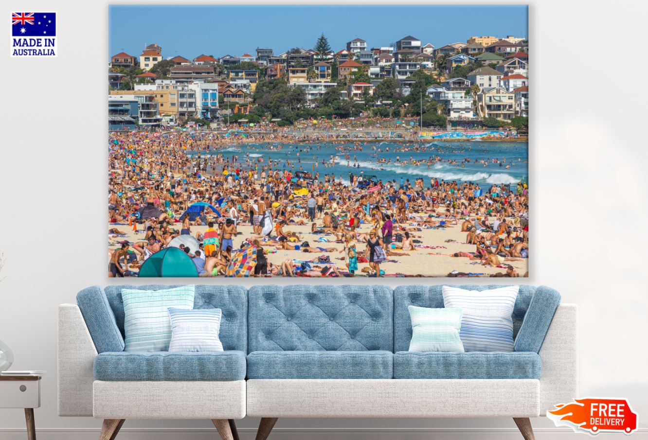 People on Sea Shore Photograph Print 100% Australian Made