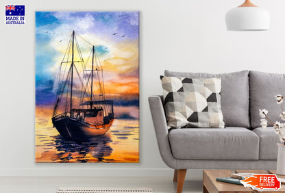Boat on Sea Oil Painting Print 100% Australian Made