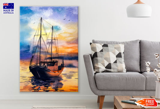 Boat on Sea Oil Painting Print 100% Australian Made