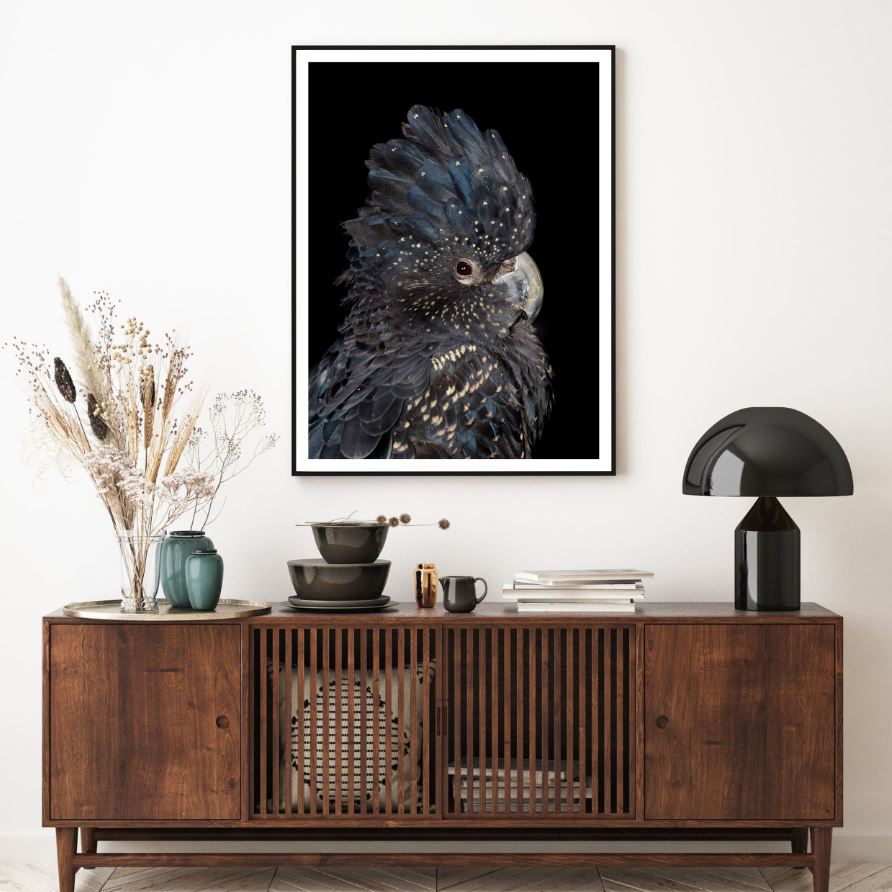 Black & Gold Parrot Portrait View Home Decor Premium Quality Poster Print Choose Your Sizes