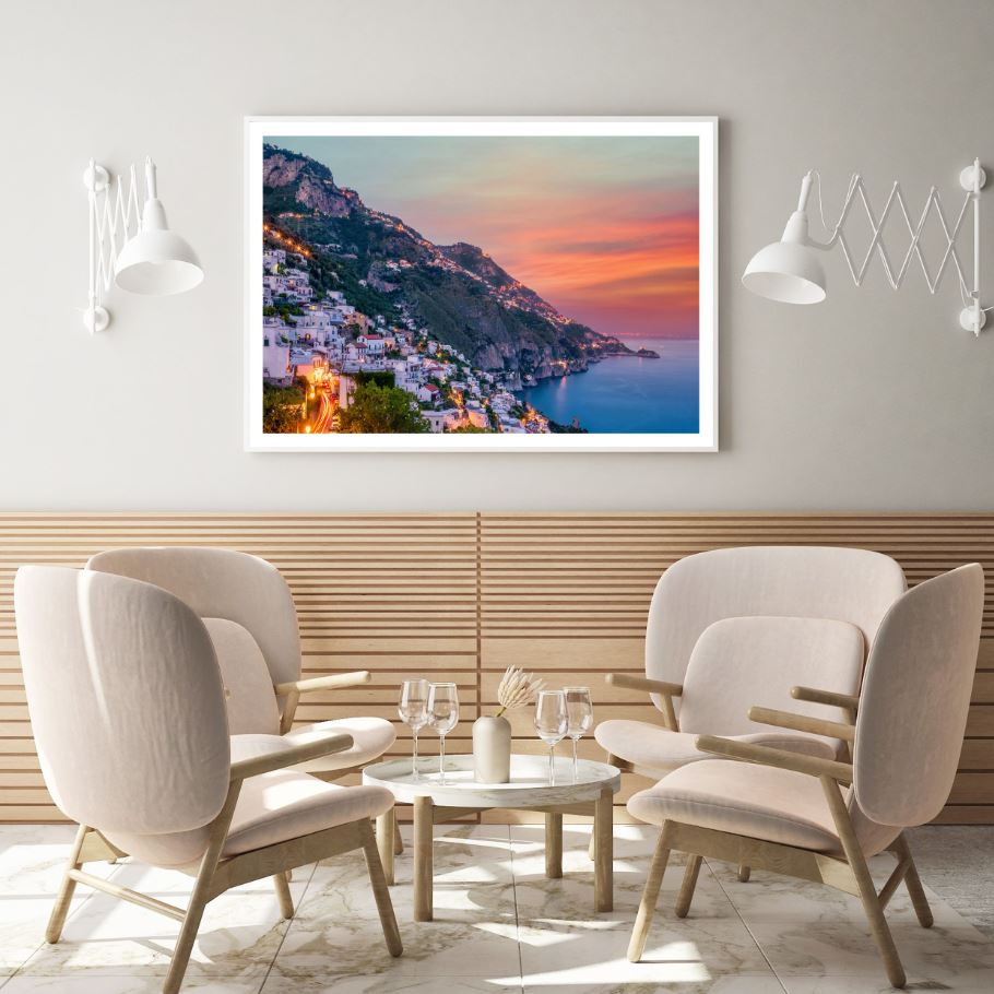 City Near Sea Sunset Photograph Home Decor Premium Quality Poster Print Choose Your Sizes