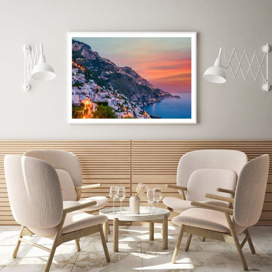City Near Sea Sunset Photograph Home Decor Premium Quality Poster Print Choose Your Sizes