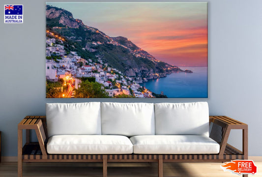 City Near Sea Sunset Photograph Print 100% Australian Made