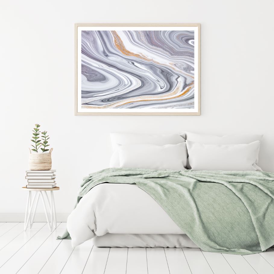 Grey & Gold Abstract Granite Art Home Decor Premium Quality Poster Print Choose Your Sizes