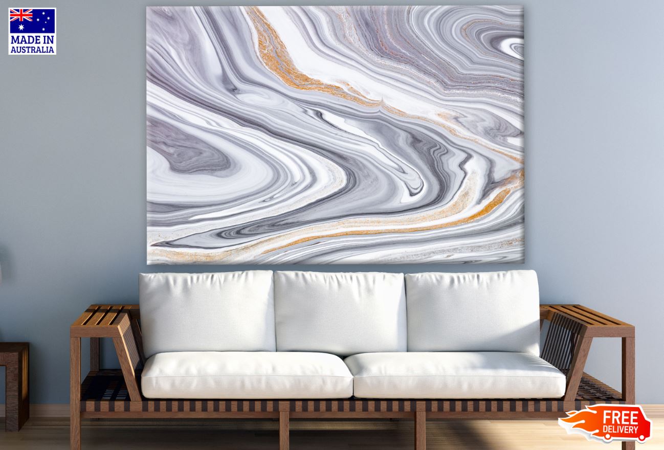 Grey & Gold Abstract Granite Art Print 100% Australian Made