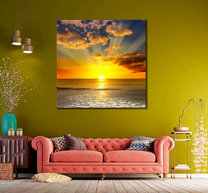 Square Canvas Sea Sunset Scenery Photograph High Quality Print 100% Australian Made