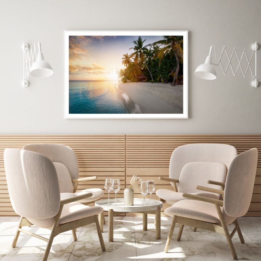 Palm Trees & Sea Scenery View Home Decor Premium Quality Poster Print Choose Your Sizes