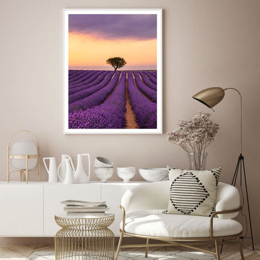 Lavender Field Sunset Scenery Home Decor Premium Quality Poster Print Choose Your Sizes