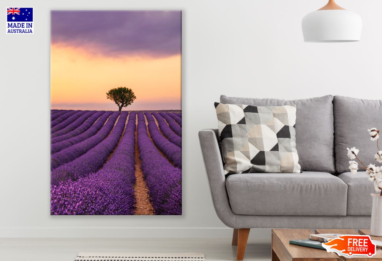 Lavender Field Sunset Scenery Print 100% Australian Made