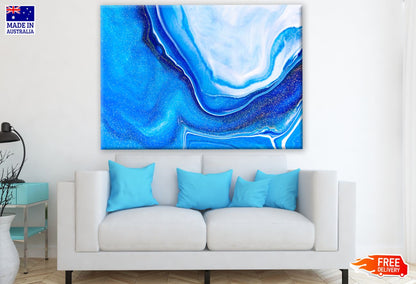 Blue White & Gold Dust Abstract Print 100% Australian Made