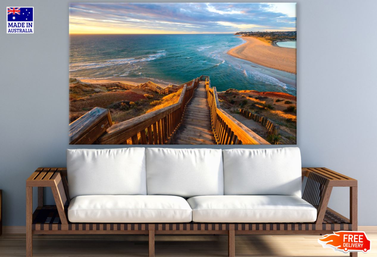Stairs to Sea Sunset Photograph Print 100% Australian Made