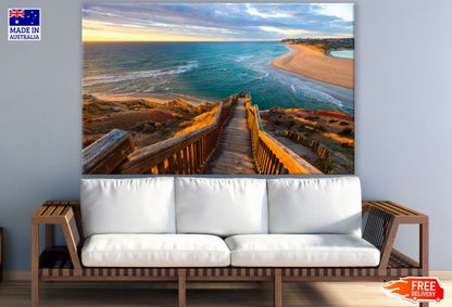Stairs to Sea Sunset Photograph Print 100% Australian Made