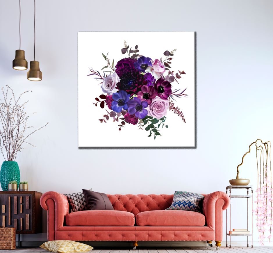 Square Canvas Colorful Flower Bouquet Paint High Quality Print 100% Australian Made