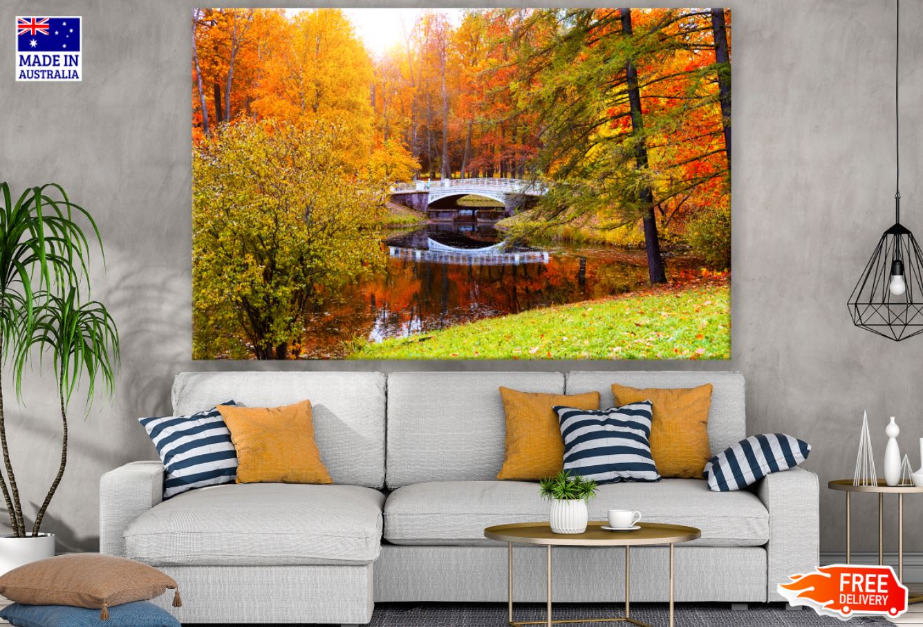 Autumn Forest & Bridge Photograph Print 100% Australian Made