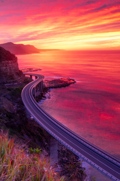 Road Over Sea Sunset Photograph Print 100% Australian Made