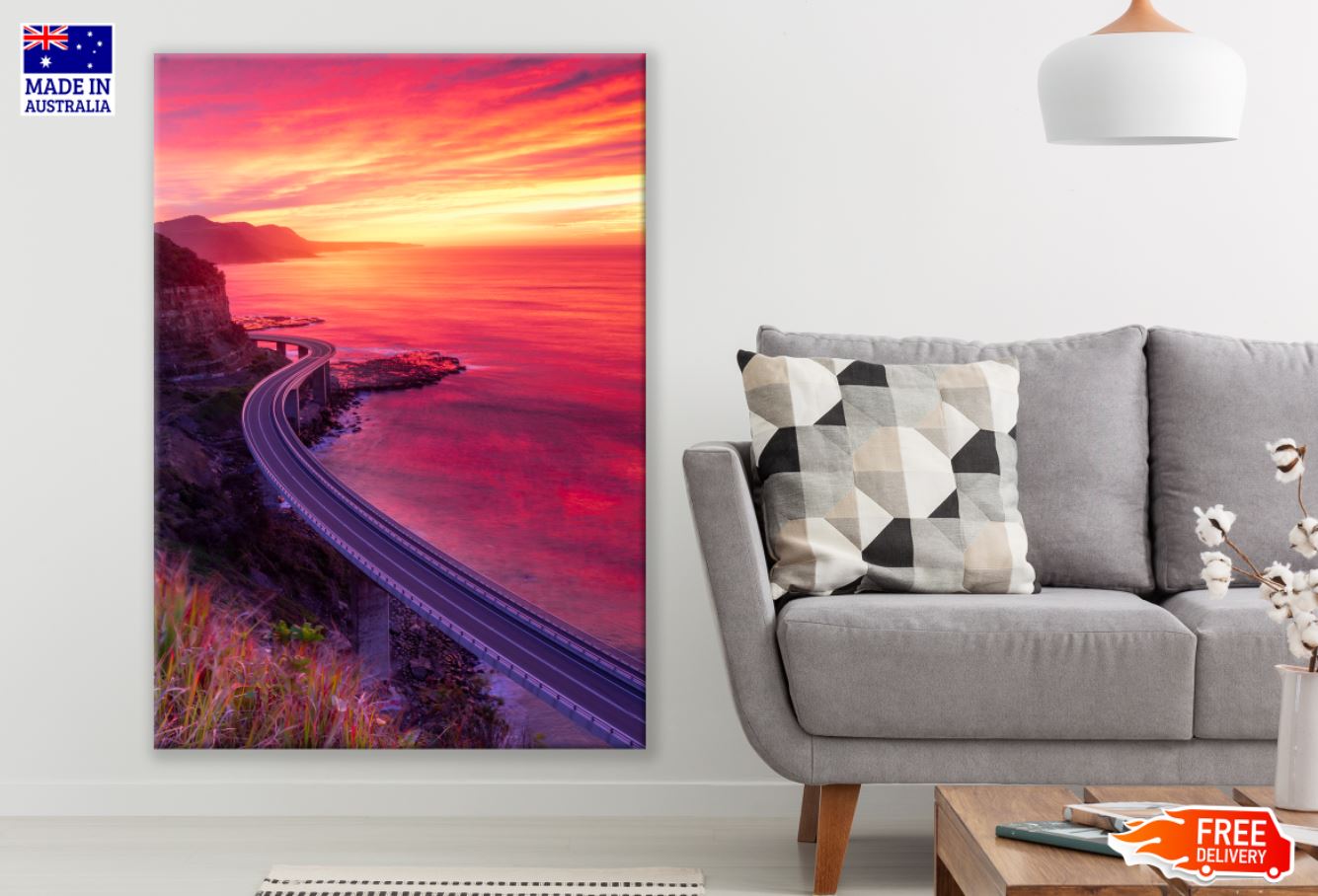 Road Over Sea Sunset Photograph Print 100% Australian Made