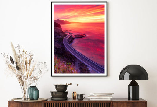 Road Over Sea Sunset Photograph Home Decor Premium Quality Poster Print Choose Your Sizes