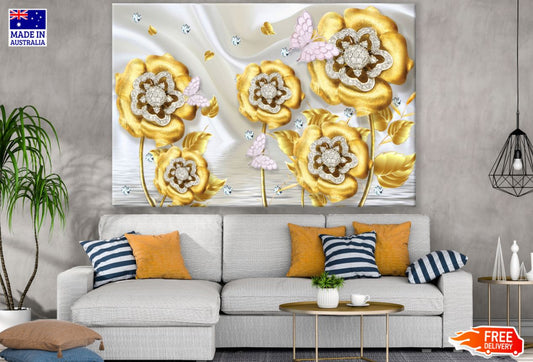 Golden Floral 3D Design Print 100% Australian Made