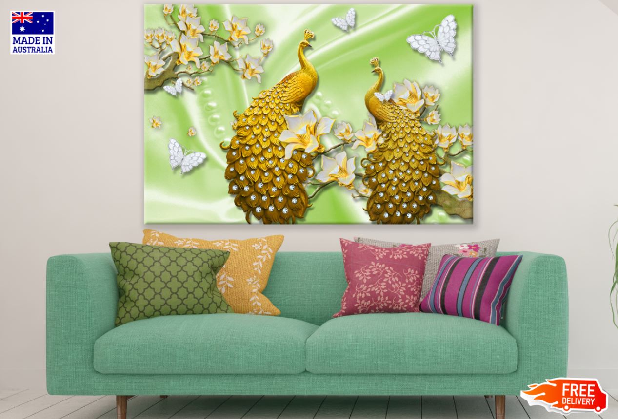 Peacocks & Butterflies 3D Design Print 100% Australian Made