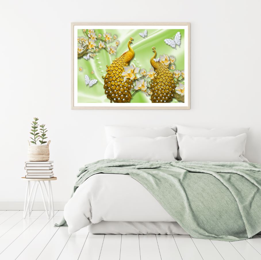 Peacocks & Butterflies 3D Design Home Decor Premium Quality Poster Print Choose Your Sizes