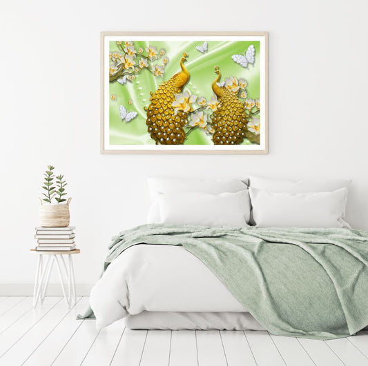 Peacocks & Butterflies 3D Design Home Decor Premium Quality Poster Print Choose Your Sizes