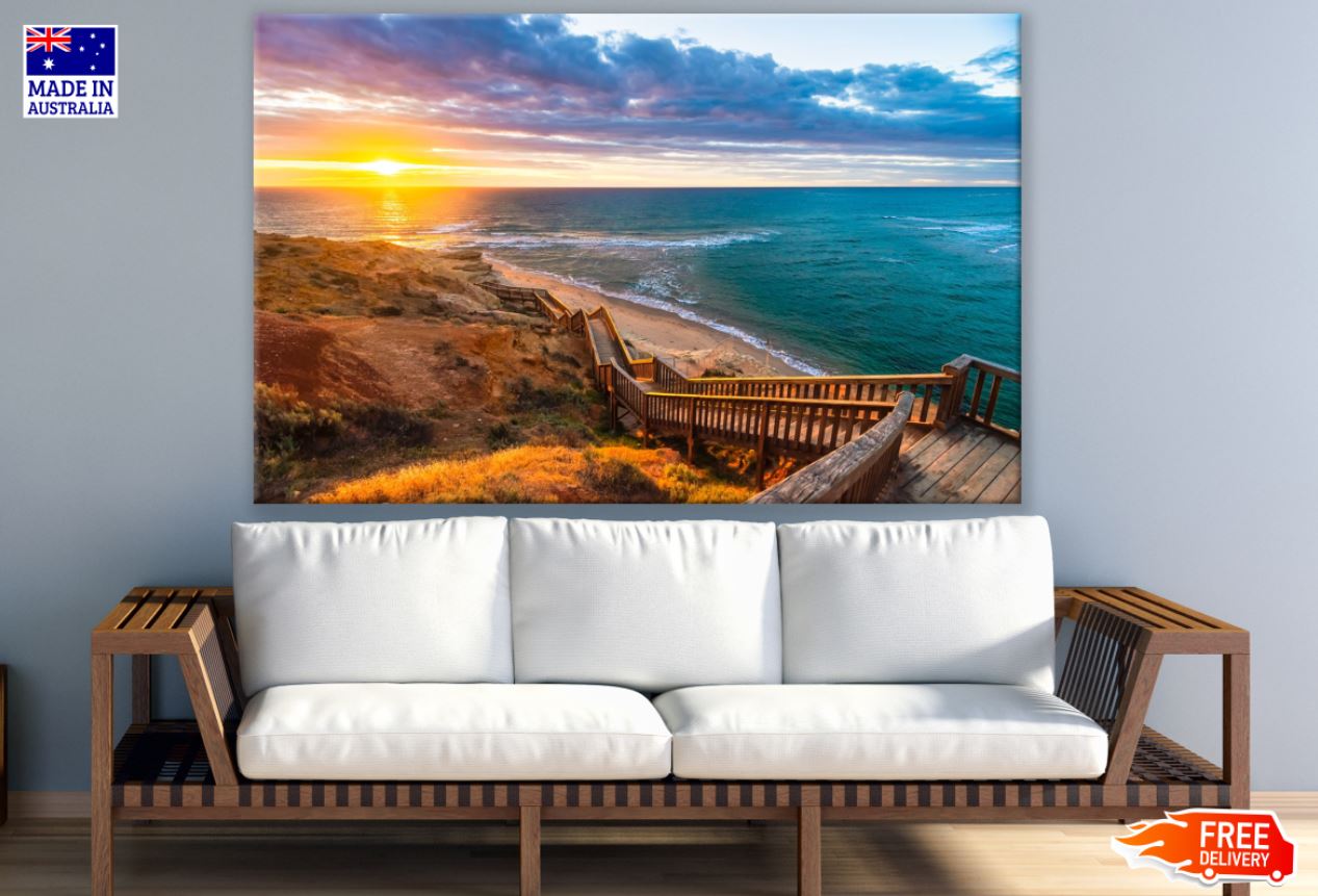Stairs to Sea Sunset Photograph Print 100% Australian Made