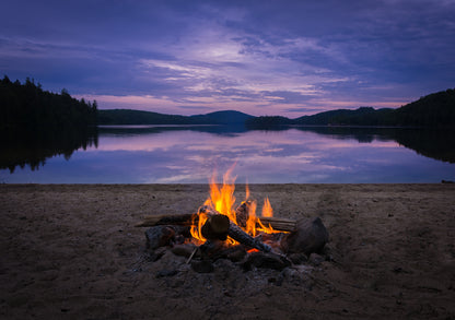 Bon fire Near Lake Scenery View Home Decor Premium Quality Poster Print Choose Your Sizes