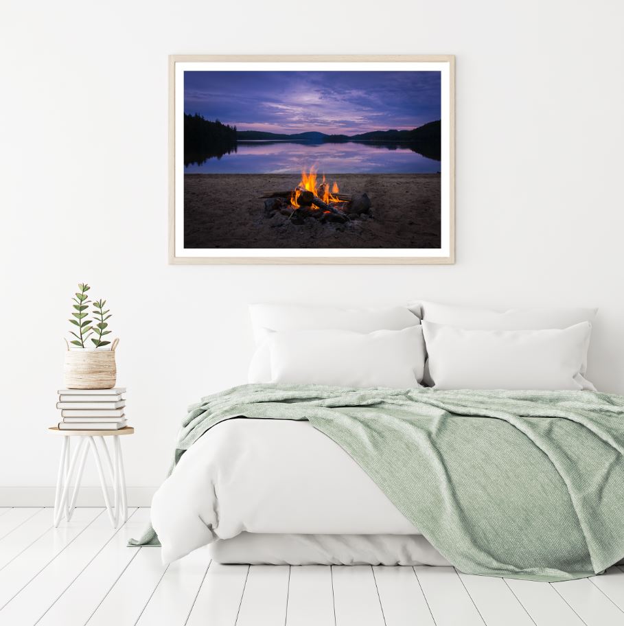 Bon fire Near Lake Scenery View Home Decor Premium Quality Poster Print Choose Your Sizes