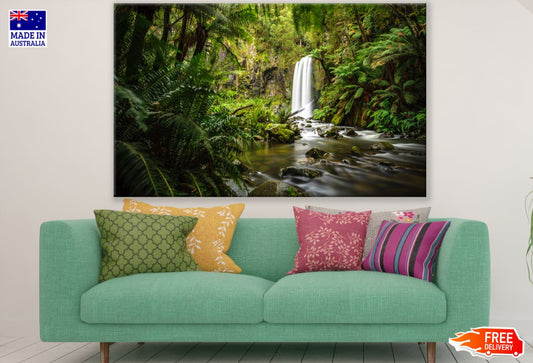 Forest Waterfall Scenery View Print 100% Australian Made