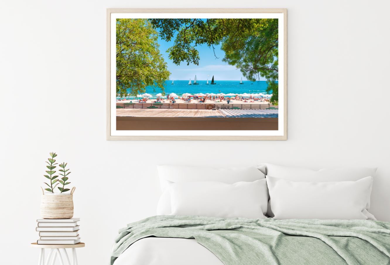Boats & People on Sea Shore View Home Decor Premium Quality Poster Print Choose Your Sizes