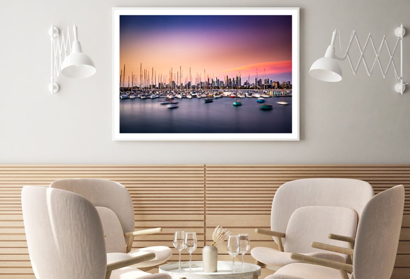 Boats on Harbour Sunset Scenery Home Decor Premium Quality Poster Print Choose Your Sizes