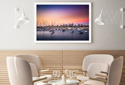 Boats on Harbour Sunset Scenery Home Decor Premium Quality Poster Print Choose Your Sizes