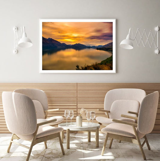 Lake Sunset Scenery Photograph Home Decor Premium Quality Poster Print Choose Your Sizes