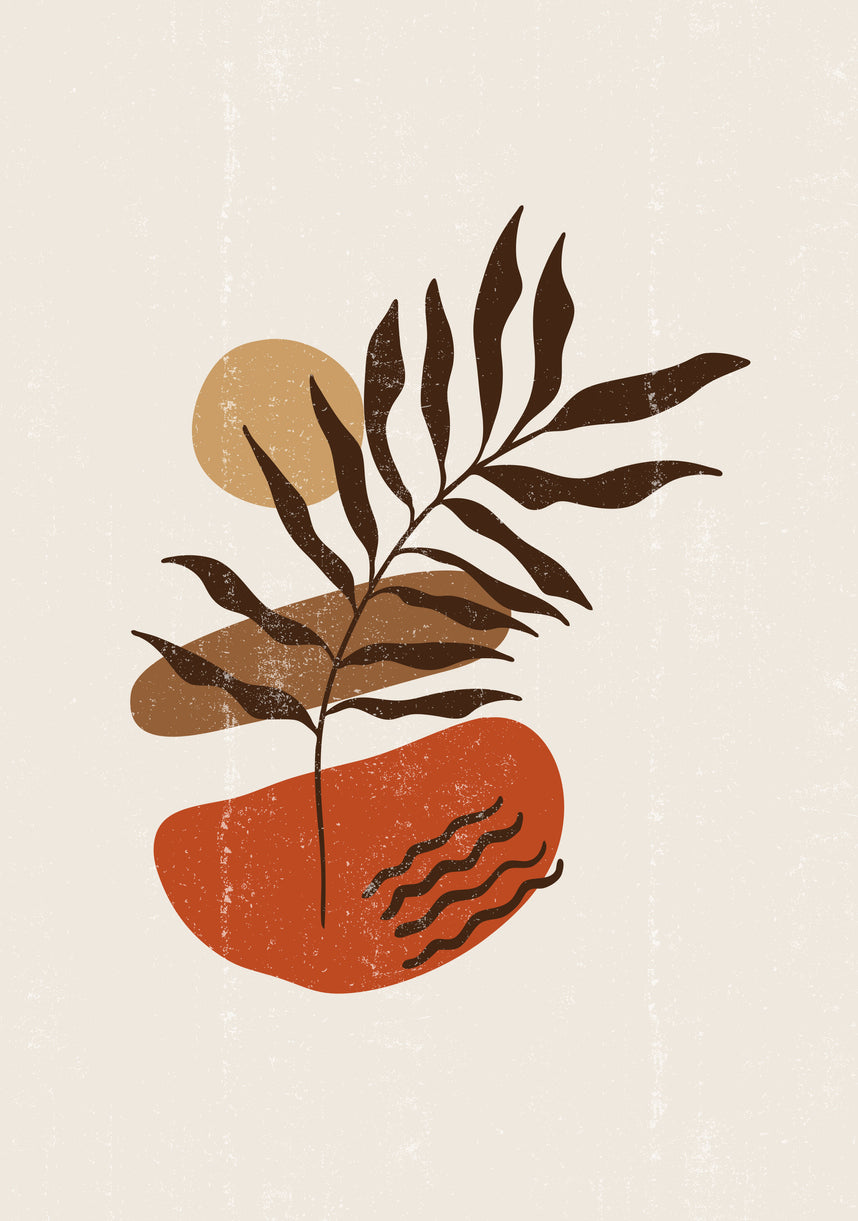 Brown Leaf & Marble Shapes Vector Home Decor Premium Quality Poster Print Choose Your Sizes