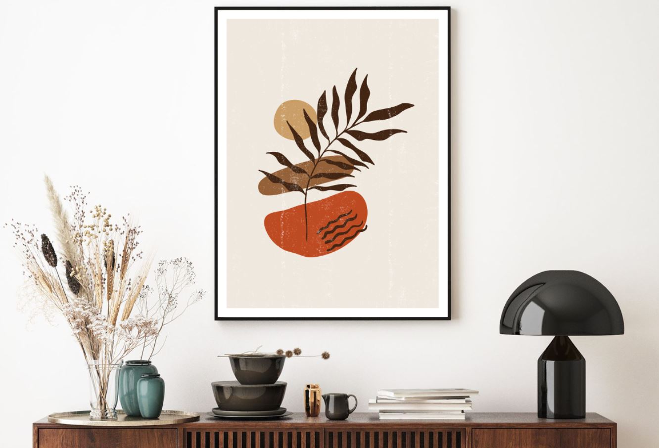 Brown Leaf & Marble Shapes Vector Home Decor Premium Quality Poster Print Choose Your Sizes