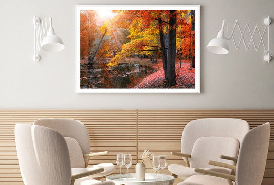 Pond in Autumn Forest Photograph Home Decor Premium Quality Poster Print Choose Your Sizes