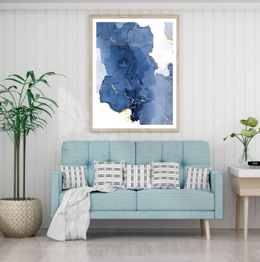 Blue & Gold Abstract Design Home Decor Premium Quality Poster Print Choose Your Sizes