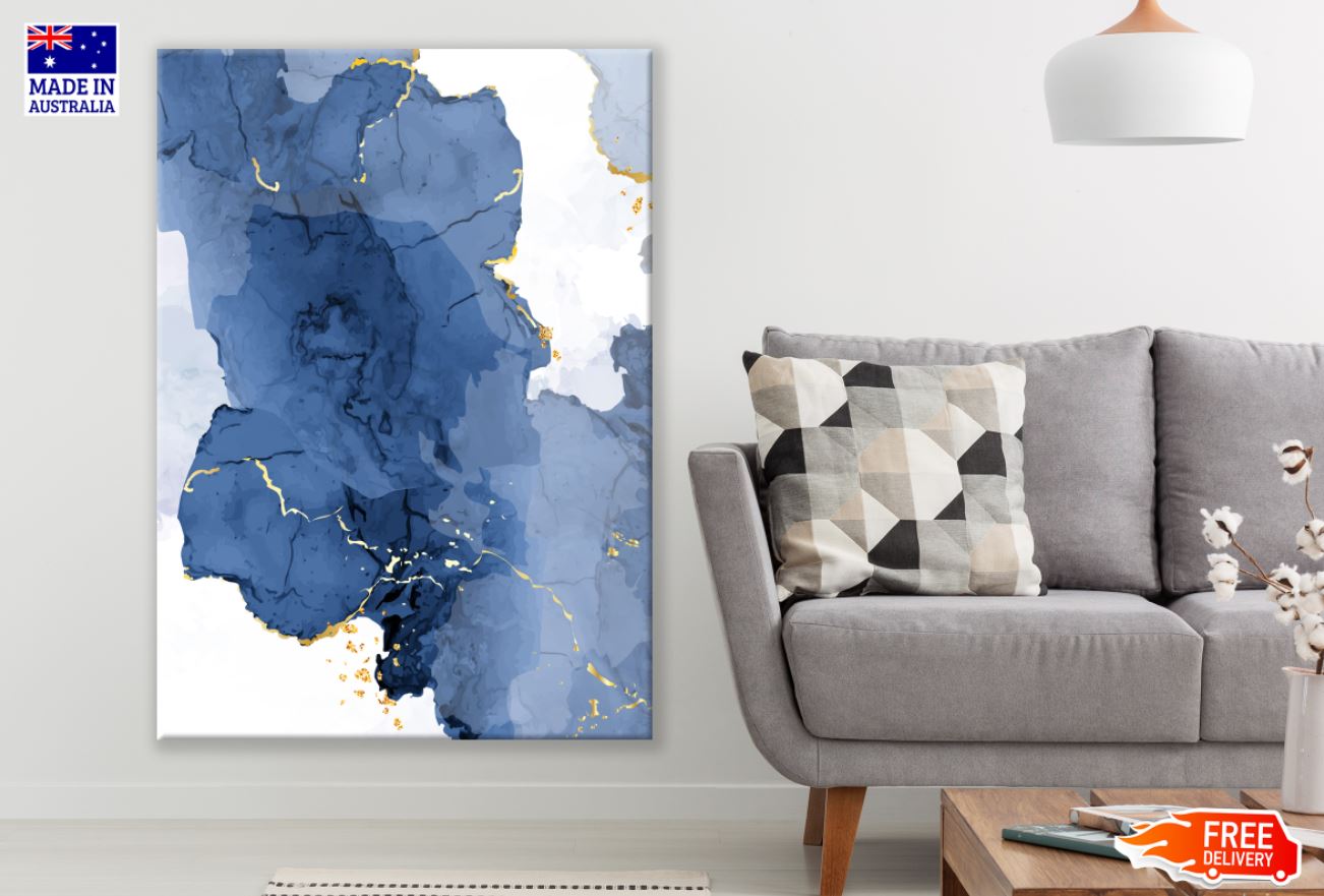 Blue & Gold Abstract Design Print 100% Australian Made