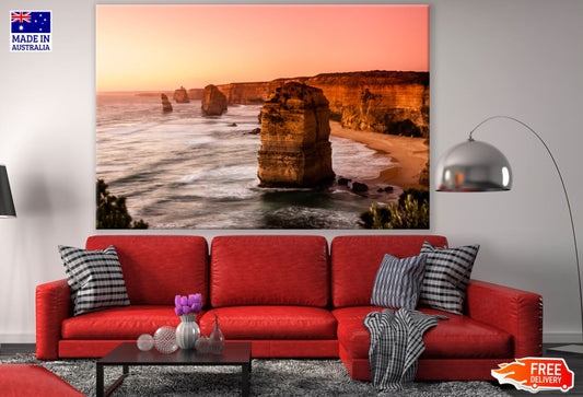 Sea & Cliff Sunset Scenery View Print 100% Australian Made