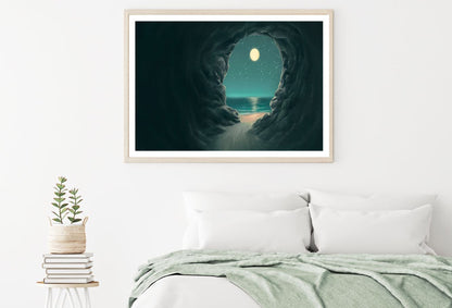 Rock Cave at Shore Oil Painting Home Decor Premium Quality Poster Print Choose Your Sizes