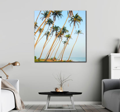 Square Canvas Palm Trees Near Sea Scenery High Quality Print 100% Australian Made